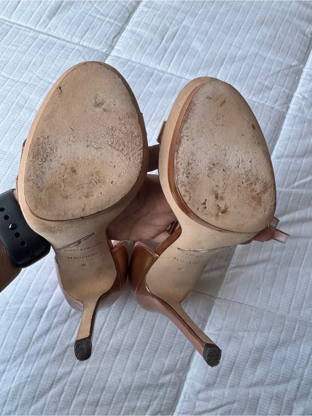 Brian Atwood bronze metallic stiletto high heels size 6